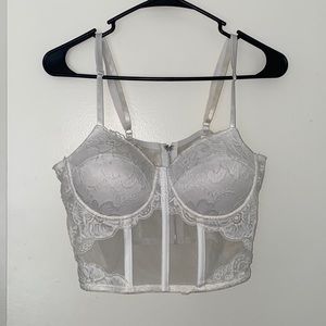 Cropped lace and sheer corset